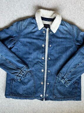 J. Crew Denim Sherpa Swing Jacket Women's Small